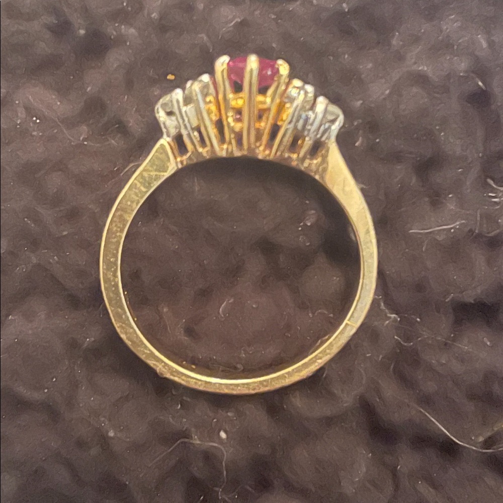 Marquis Ruby Flanked by diamonds ring - Picture 8 of 15